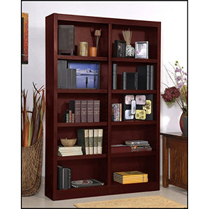 Wooden Bookshelves Double Wide 72" Bookcase Library Shelving 10 Shelves (Cherry)