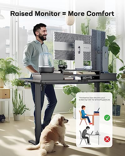 Marsail Electric Standing Desk with Drawers, 48 Inch Adjustable Height - Ergonomic Sit Stand Desk