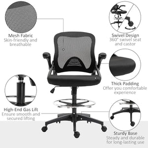 XYZTech Height Adjustable Drafting Chair with Arms, Lumbar Support & Footrest