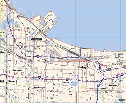Chicago Metro Area Laminated Wall Map (54"x70")