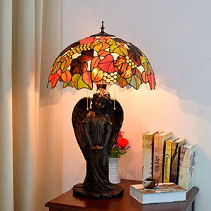 NINGZ Handmade Stained Glass Table Lamp Tiffany Beautiful Leaves Glass Desk Lamp