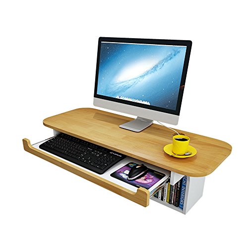 Tables ZR- Wall-Mounted Computer Desk, Home Office Desk Workstation, with 1 Drawer and 2 Open Compartments,Wall-Mounted Drop-Leaf Wood Color Furniture