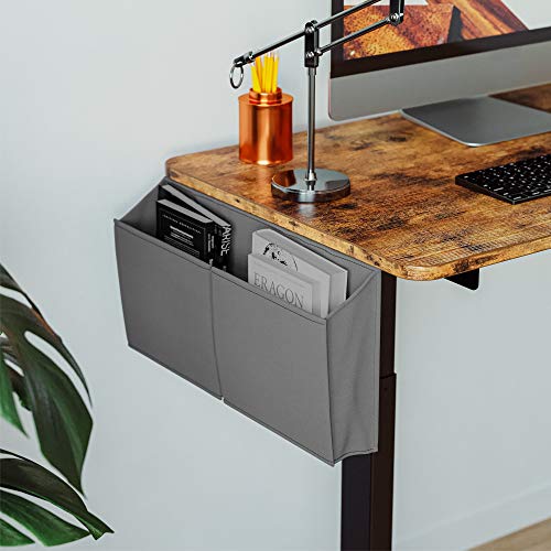 IRONCK Adjustable Height Desk,Standing Desk with Crank Handle,Sit Stand Desks with Storage Bag, Home Office, Brown