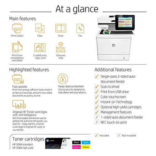 HP Color LaserJet Enterprise Flow Mfp M577c | Streamline Complicated Workflows | Fast Scan Speeds | Built-In OCR Software (B5L54A)
