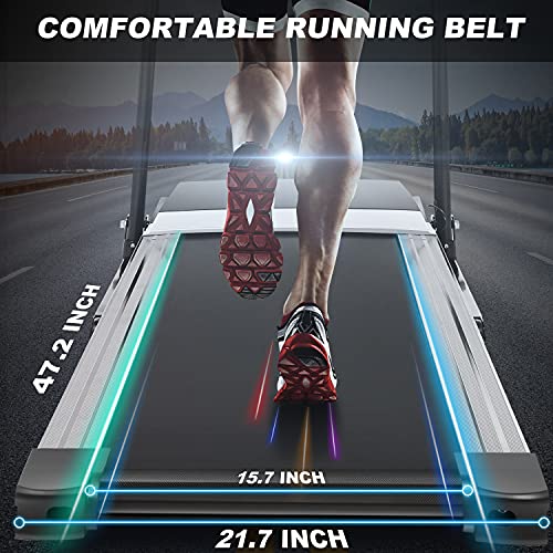 ANCHEER Folding Treadmill with Smartphone Sports APP, 3 Levels Manual Incline, 2.25HP Motor Allows for 0.5-7.5 MPH, 12 Preset Programs, Easy Assembly Exercise Machine for Home Gym Office