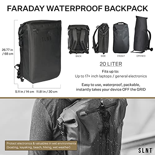 Silent Pocket Faraday Waterproof Backpack - Signal Jamming Faraday Bag Protects Against Identity Theft with Signal Blocking, Protect your Data and Devices during Work, School, Travel, Hiking, Outdoors