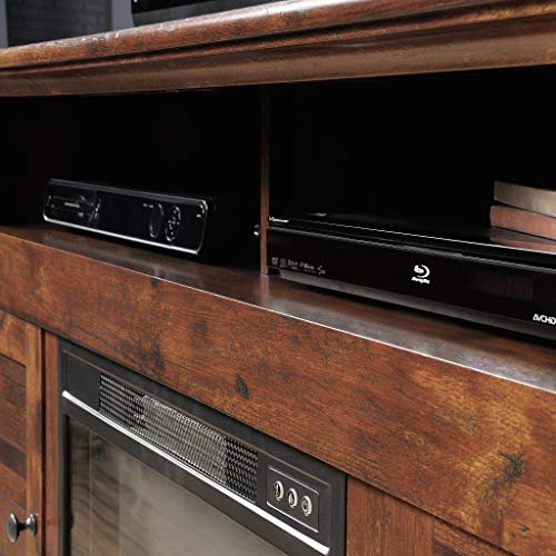 Sauder 422993 Harbor View Media Fireplace Entertainment Center, Accommodates up to a 60" TV Weighing 70 lbs Less, Curado Cherry Finish