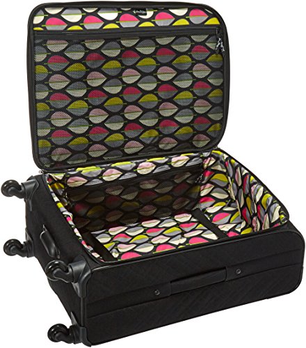 Vera Bradley Women's Softside Rolling Suitcase Luggage, Black, 22" Carry On