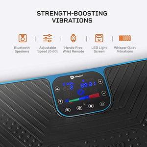 LifePro Rumblex 4D Pro Vibration Plate - Whole Body Vibration Platform Exercise Machine - Home Workout Equipment for Weight Loss, Toning & Wellness - Full Bundle of Bands, Straps & Accessories (Blue)