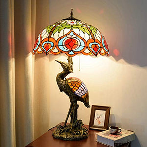 Xiaochen Antique Tiffany Style 18" Large Peach Table Lamp for Living Room Study Bedroom (Color: Male)