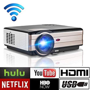 Wireless Projector WiFi LED LCD 3500 Lumen, Full HD 1080P LED Home Theater Movie Projectors for iPhone iPad with HDMI USB Headphone Jack TV Speaker & Multimedia Smart Beamer Indoor Outdoor