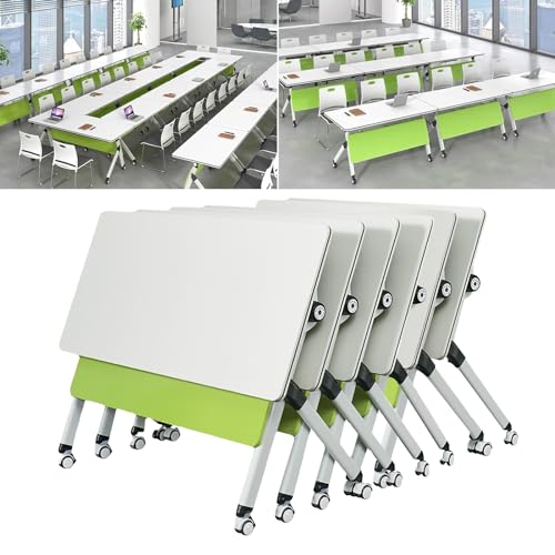 JNMDLAKO Conference Room Tables, 6PCS Flip Top Folding Training Table with Silent Caster Wheels