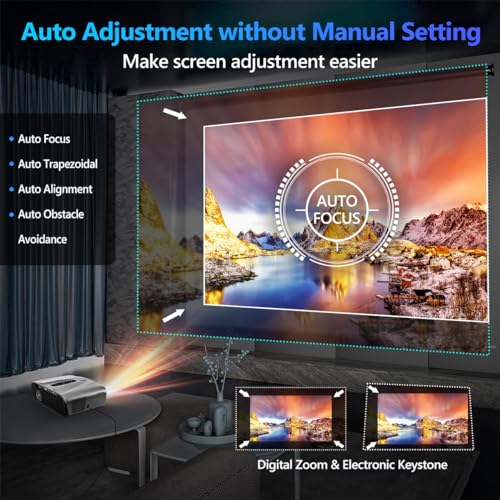 ZCGIOBN Smart WiFi6 4K Daylight Projector with Bluetooth 5.2, Android & Native 1080P - High Brightness Home Outdoor Video Gaming