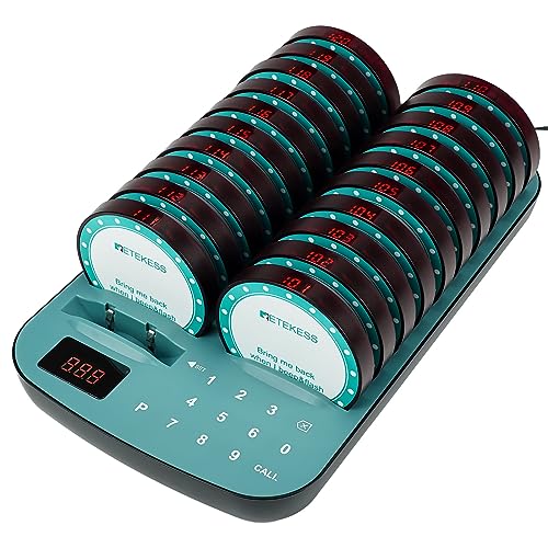 Retekess TD167F Long Range Pager System - 20 Coaster Pager for Restaurant, 800M Working Distance, Out of Range Alarm - Hotel, Club Buzzers