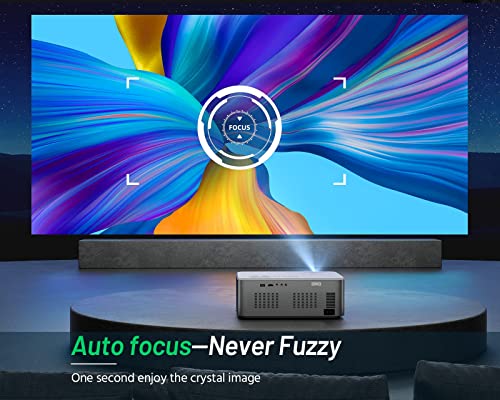 CiBest 4K Support Projector with 5G WiFi Bluetooth, Android TV 10, Native 1080P, Netflix/Prime Video Built-in, Autofocus, Stereo Sound
