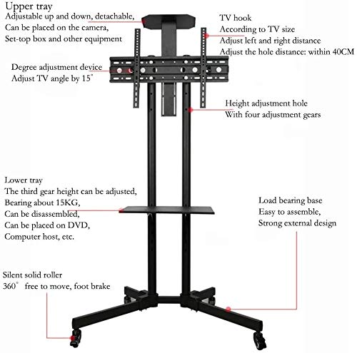 Floor TV Stand TV Cart 42-85 Inch Height Adjustable Universal TV Cart