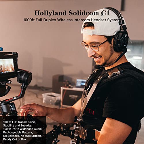 HollyView Hollyland Solidcom C1 Wireless Headset Intercom System 6 Users 1100ft Single Ear Headset