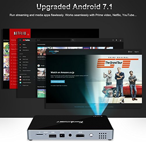 Mini Projector,  Portable Wi-Fi Mini Projector for iPhone Android Laptop PC, 100 ANSI lm High-Contrast Outdoor Pocket Cinema, DLP, 120" Picture, Android 7.1, Compatible with HDMI, USB, MicroSD