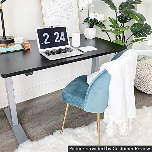 Flexispot Electric Height Adjustable Desk with Desktop, 48 x 30 Inches, Standing Desk Stand Up Desk Workstation Classic (Silver Frame + 48 in Black Top)