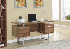 Monarch Specialties Walnut Hollow-Core/Silver Metal Office Desk, 60-Inch