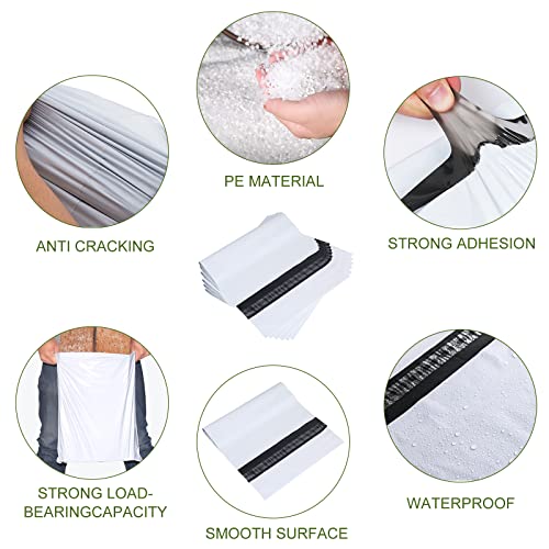 SJPACK 10x13-inch 3000 Bags 2.5 Mil Poly Mailers Envelopes Bags With Self-sealing Strip White Bags