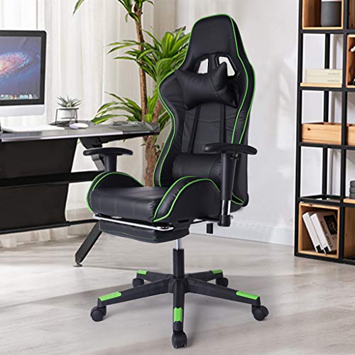 Gaming Chair - Onlyliua Office Chair High Back Computer Chair Adjustable Backrest Reclining Leather Office Chair with Footrest with Headrest and Lumbar Support