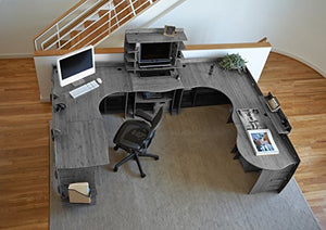 Legare Furniture Grey Driftwood L-Shaped Corner Desk with Adjustable Shelves, 47" x 60"