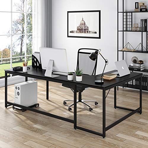 Tribesigns U Shaped Desk,78.7 Inch L Shaped Computer Desk,Corner Home Office Desk,PC Laptop Study Writing Table Workstation Desk with Printer Stand, Black