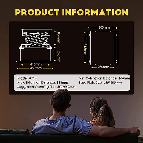CGOLDENWALL Electric Projector Lift Ceiling Hanger Mount with Wireless Remote (Customizable) - 0.7 M Running Distance