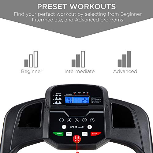 Best Choice Products 800W Folding Electric Treadmill, Motorized Fitness Exercise Machine for Home Gym, Cardio Training w/Wheels, Safety Key, Heart Sensor - Black