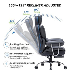 Efomao Big and Tall High Back Ergonomic Office Chair with Lumbar Support and Leg Rest (Dark Grey)