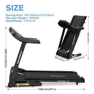 Famistar 3.5HP Folding Treadmill, 15% Auto Incline 300LBS Capacity Running Machine with Smart Shock-Absorbing System, 9.94 MPH, 12 Programs, Easy Assembly&Space Saving for Home Office Workout