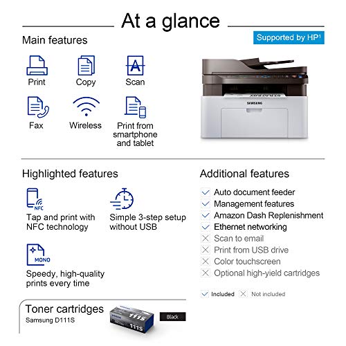 Samsung Xpress M2070FW Wireless Monochrome Laser Printer with Scan/Copy/Fax, Simple NFC + WiFi Connectivity (SS296H)