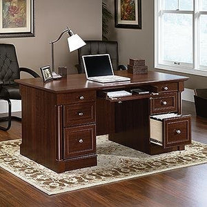 Sauder 412902 Palladia Executive Desk, L: 65.12" x W: 29.53" x H: 29.61", Select Cherry finish