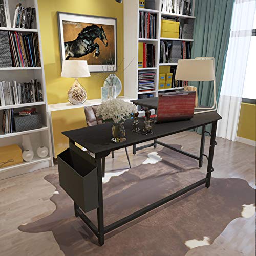 SZXKT L Shaped Desk Home Office Corner Desk 67" Computer Table Sturdy Gaming Desk Wooden Table Workstation Reversible Modern Simple Multi-Usage Desk with Storage Bag Space-Saving Writing Desk（Black）