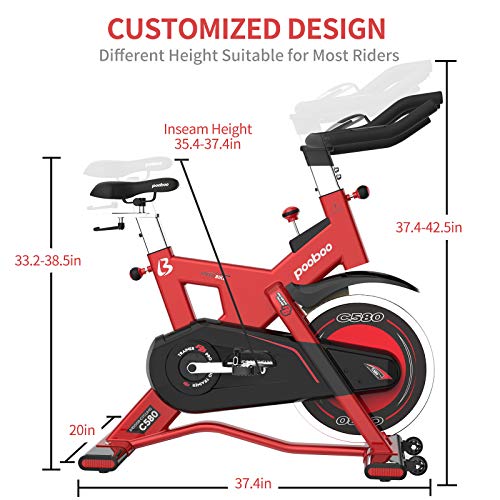 pooboo Exercise Bike, Indoor Cycling Bike Stationary with 40 Lbs Flywheel Belt Drive Quiet & Smooth with LCD Display Pad Mount for Home Cardio Workout