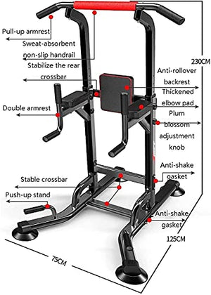 JYMBK Home Gym Tower Body Building Dip Stand Chin Up Bar Power Tower, Pull Up Bar, Home Gym Height Adjustable Multi-Function Fitness Strength Training Equipment Exercise