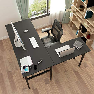 DlandHome Reversible L-Shaped Desk Large Corner Desk Folding Table Computer Desk Home Office Table Computer Workstation, Black, ND11