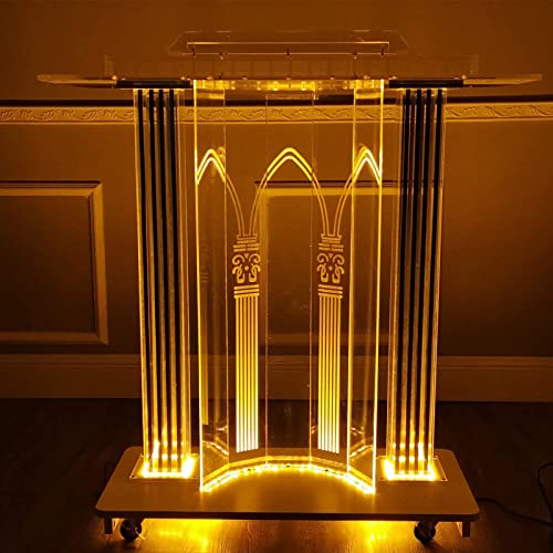 JOuan Acrylic Church Podium Stand with Wheels