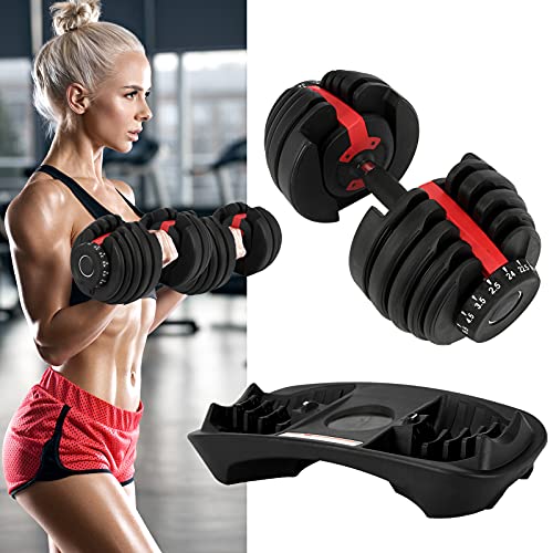 Adjustable Dumbbell Set of 2 - Fast Adjust Weight Dumbbells 5lb-52.5lb Free Weight Training Equipment for Man Women Exercise Strength Core Fitness at Home