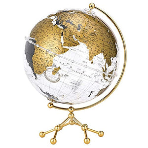 HXHBD Globes Earth Geography Globe Educational World Globe with Golden Metal Base Student Home Office Globes of The World with Stand,Chinese and English map/20 (Color : Gold, Size : 25cm)