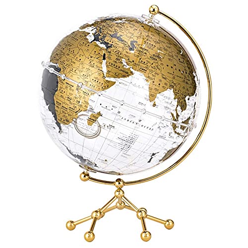 HXHBD Globes Earth Geography Globe Educational World Globe with Golden Metal Base Student Home Office Globes of The World with Stand,Chinese and English map/20 (Color : Gold, Size : 25cm)
