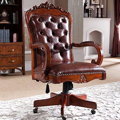 CBLdF Boss Chair - Solid Wood Executive Managerial Seat, Ergonomic Office Chair - Brown