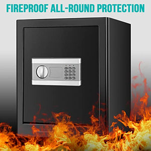DIOSMIO Fireproof Safe Box with Fireproof Document Bag,2.08Cub Digital Safe Box Fireproof Waterproof Combination Lock Safe with Keypad LED Indicator, for Pistol Cash Jewelry Important Documents