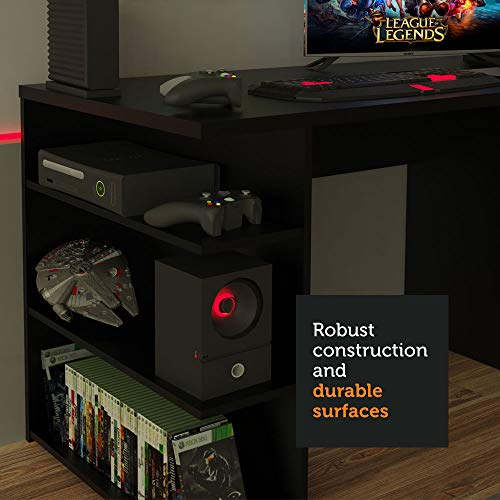 MADESA Computer Gaming Desk, Office Writing Workstation with Large Monitor Stand (Black)