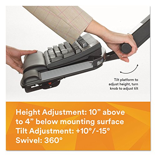 3M Akt90le Keyboard Tray,Height/Tilt Adjust,25-1/2-Inch X12-Inch,23-Inch Track,Bk