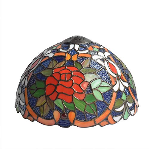 MaGiLL Tiffany Style Vintage Desk Lamp 12" Wide Stained Glass Floral Pattern - Ideal for Bedrooms, Living Rooms, and Study - E26/E27 Socket