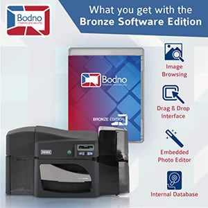 Fargo DTC4500e Dual Sided ID Card Printer & Complete Supplies Package with Bodno ID Software - Bronze Edition