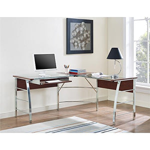 Ameriwood Home 9105296COM Altra Wingate Glass Top L Desk, Cherry,