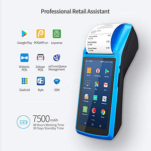 LOSRECAL Android POS Terminal Receipt Printer, Handheld PDA Receipt Printers with 5 inch Touch Screen Bluetooth WiFi 3G NFC Data Terminal Collector Barcode Portable Printers Built-in All-in-One